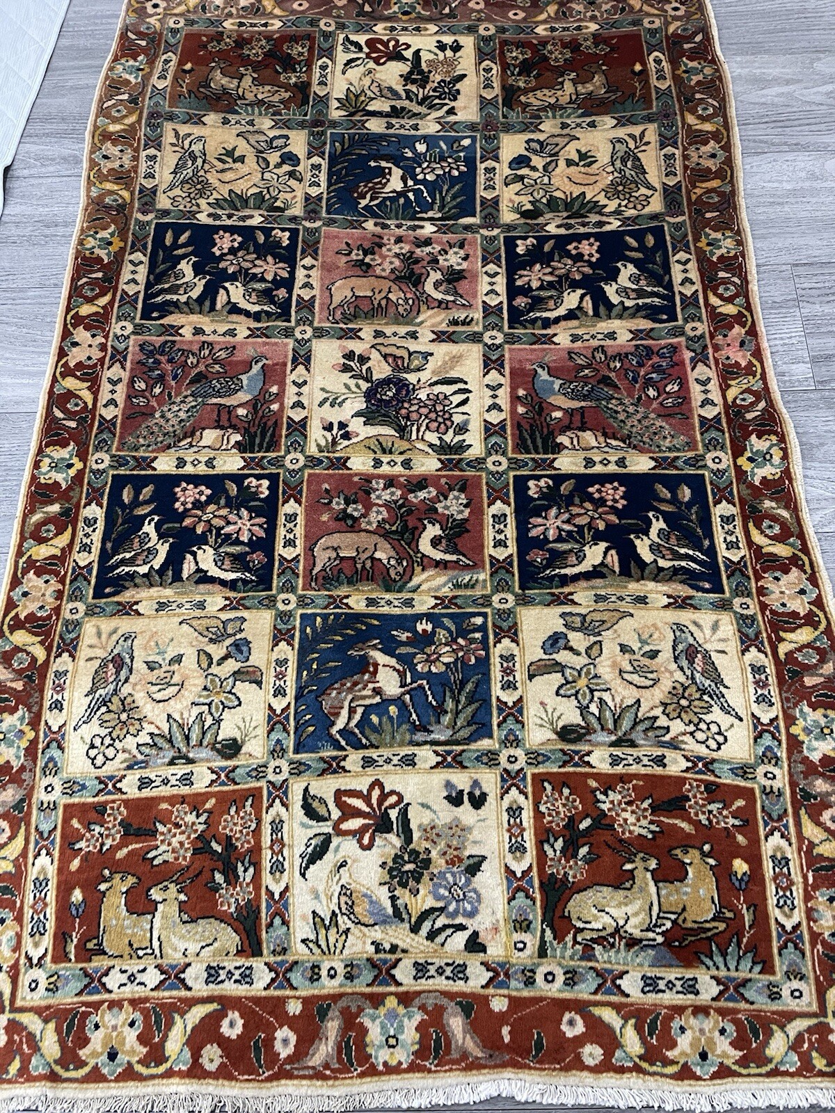 Vintage Rug, Farmhouse Vintage Pictorial Tree Of Life Rug 3.8×5.10 Ft