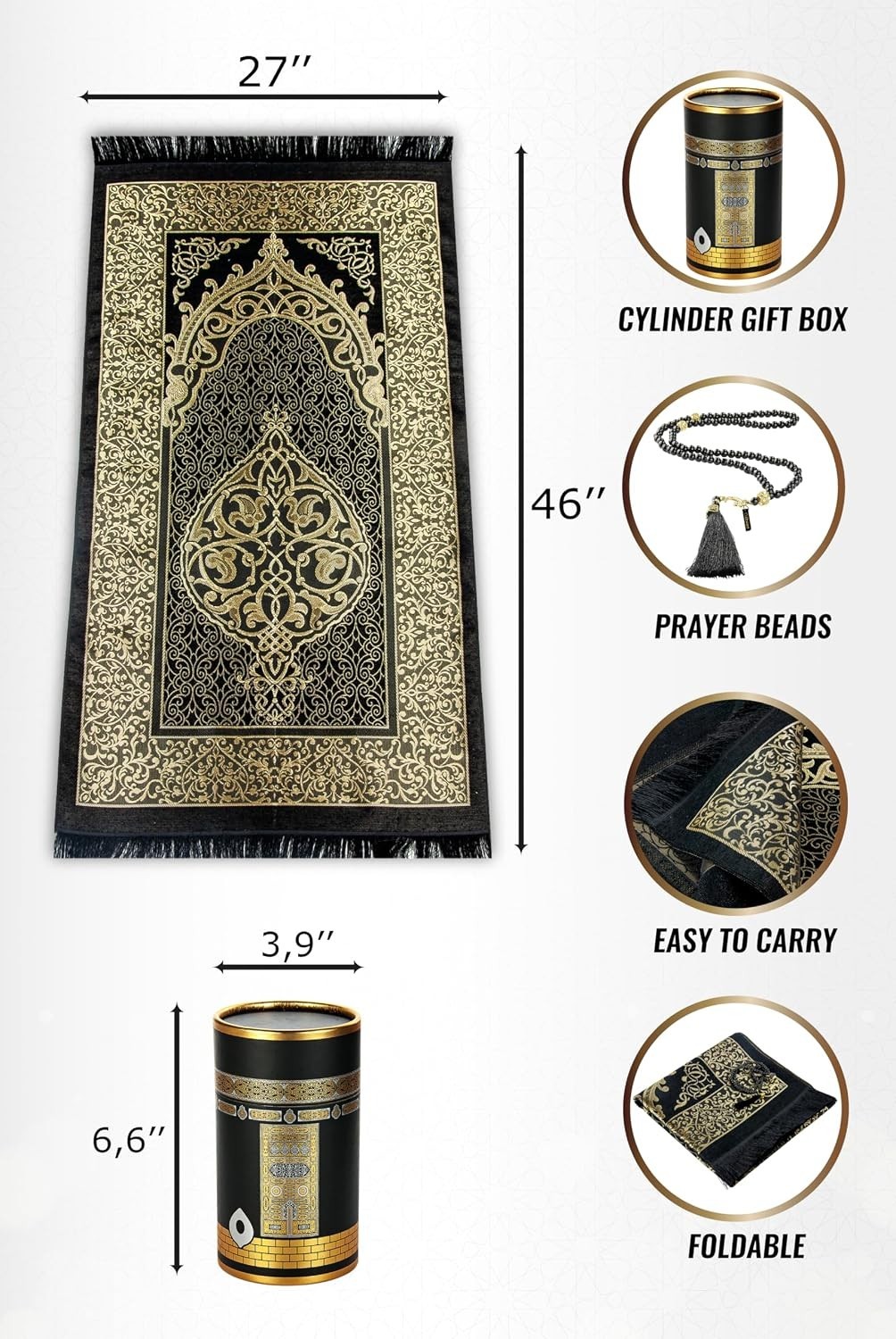 Compact & Water-Resistant Prayer Rug with Gift Beads – Perfect Travel Companion
