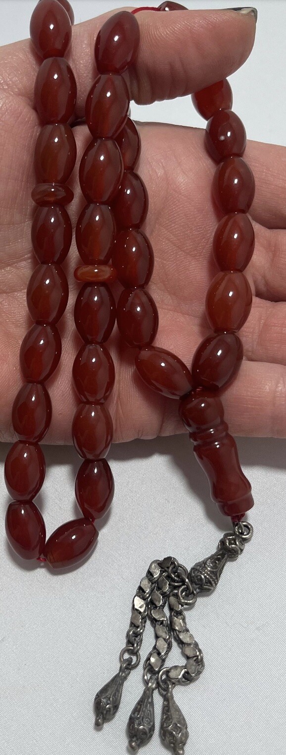 Natural Antique Yemen Agate, Prayer Beads, Rosary Tesbih Masbaha
