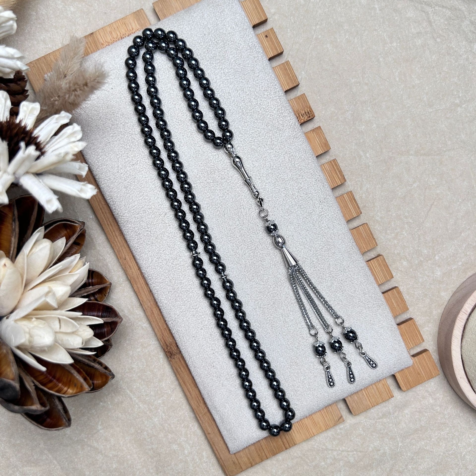 99 beads 6mm Black Stone Muslim Prayer Beads Misbaha Tasbeeh Arabic Bracelet nEW