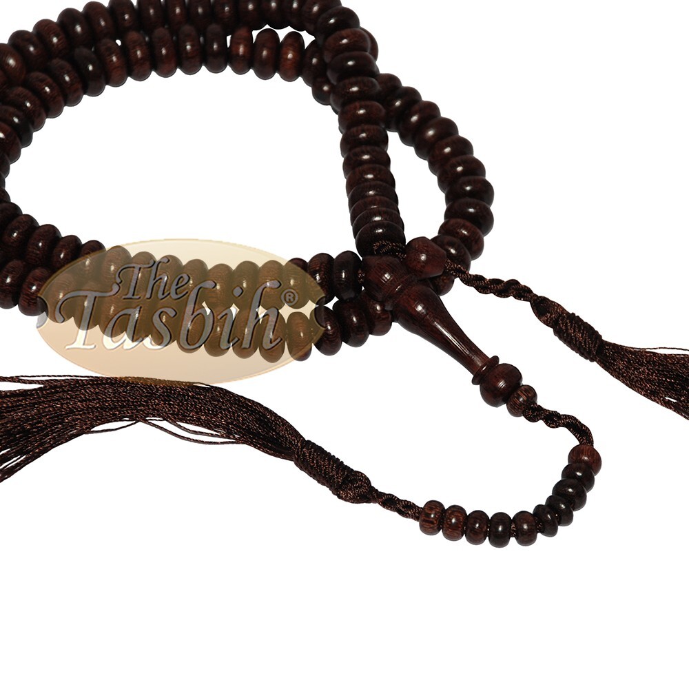 Tamarindwood Prayer Beads Dark Brown 10x6mm 99-Bead Flat Oval Lifetime Warranty