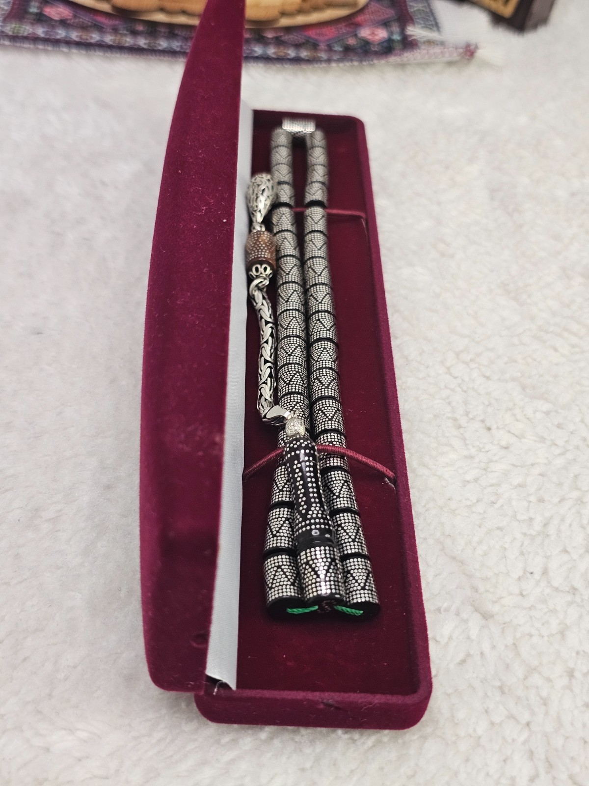 Kuka luxurious prayer bead made of fine kuka wood, engraved with 1000 silver,