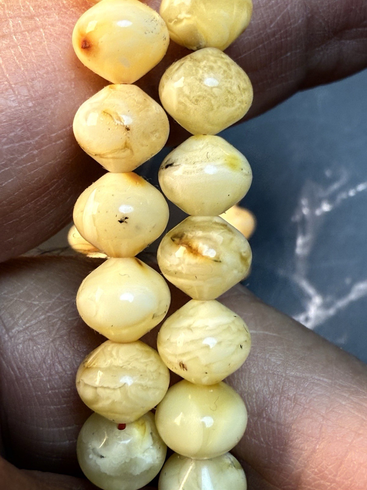 Antique Egg Yolk baltic amber Necklace Prayer شحريIslamic 99 beads -34g G R17
