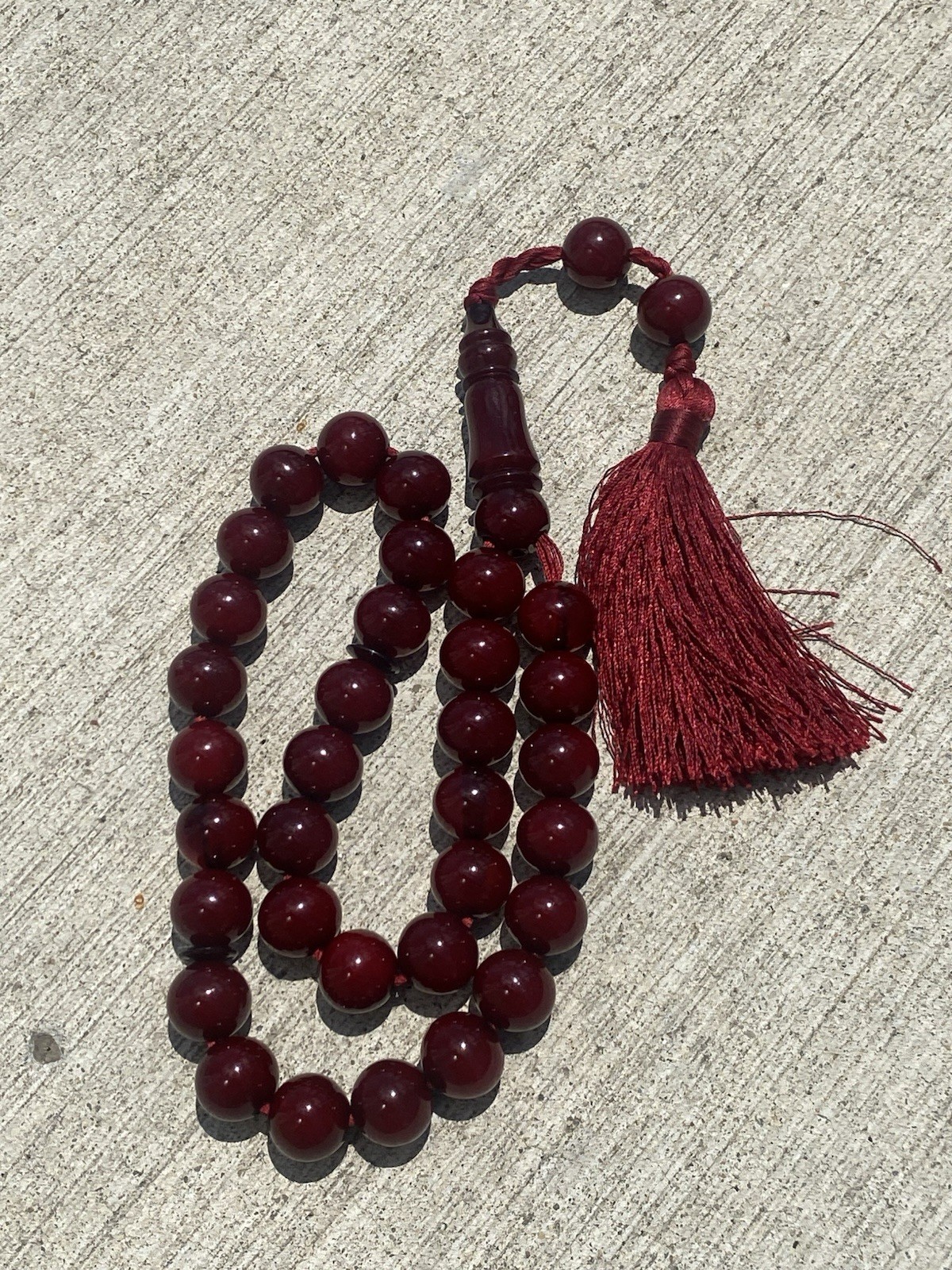tradition Cherry Amber Faturan Bakelite Corba Rosary تقليد الكوربا المراوح