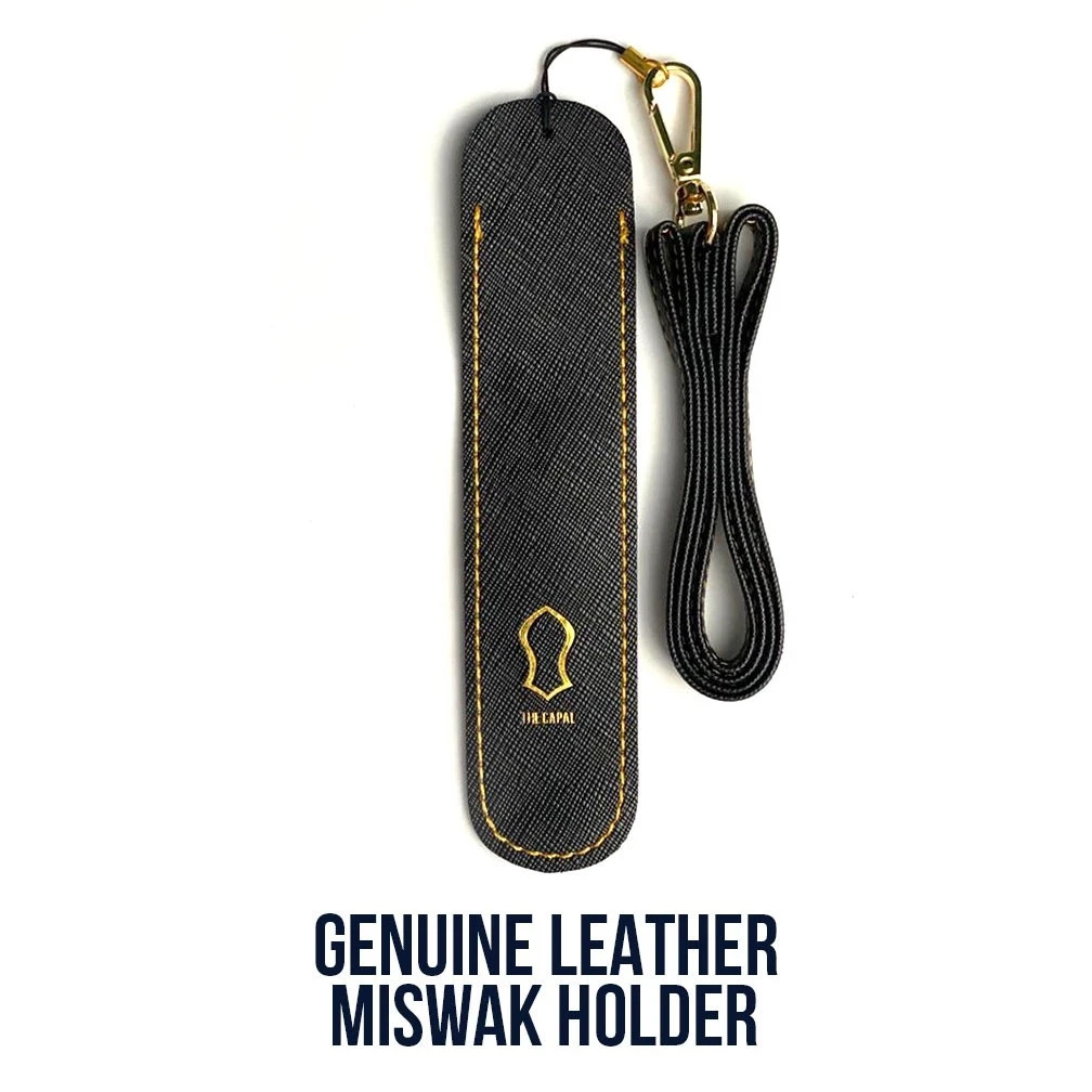 Luxury Genuine Leather Miswak Holder Case w/ Strap – Premium Islamic Gift