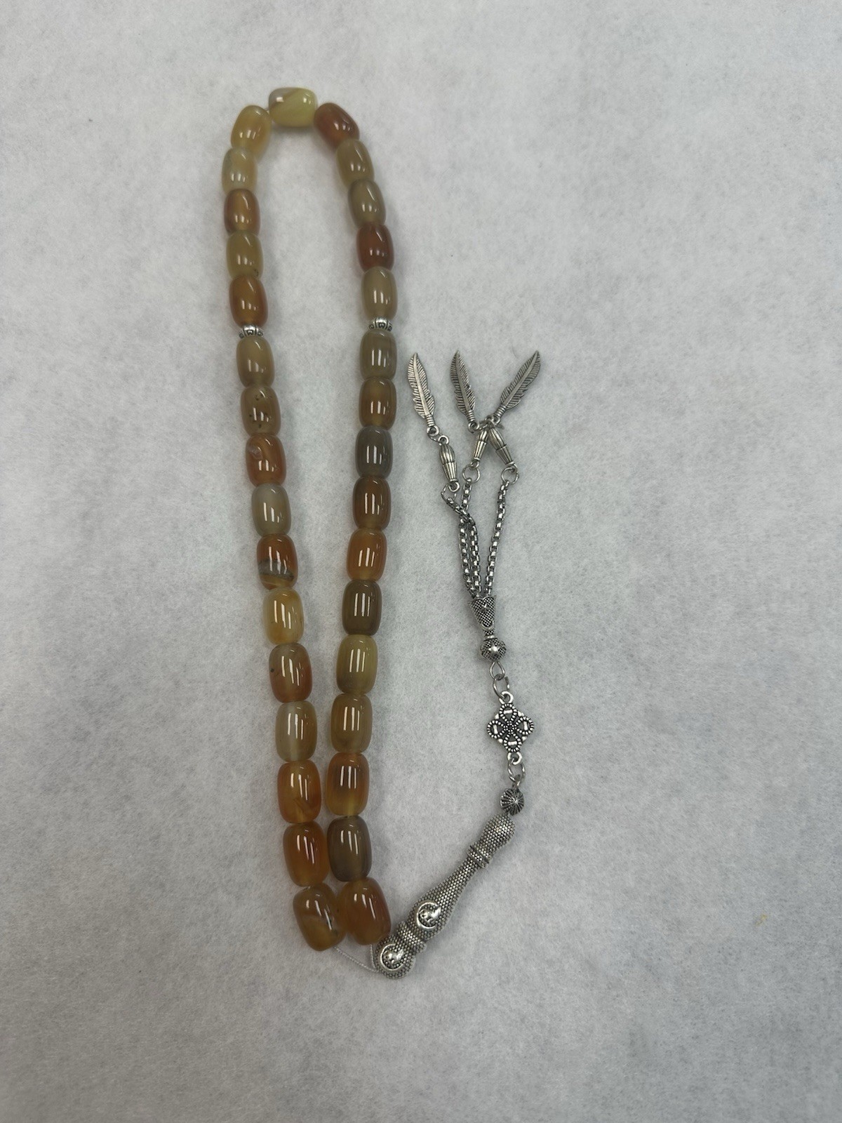 Natural 100% Agate Aqeeq Gemstone Prayer Beads-Subha -Tesbih-Misbaha 33 Beads
