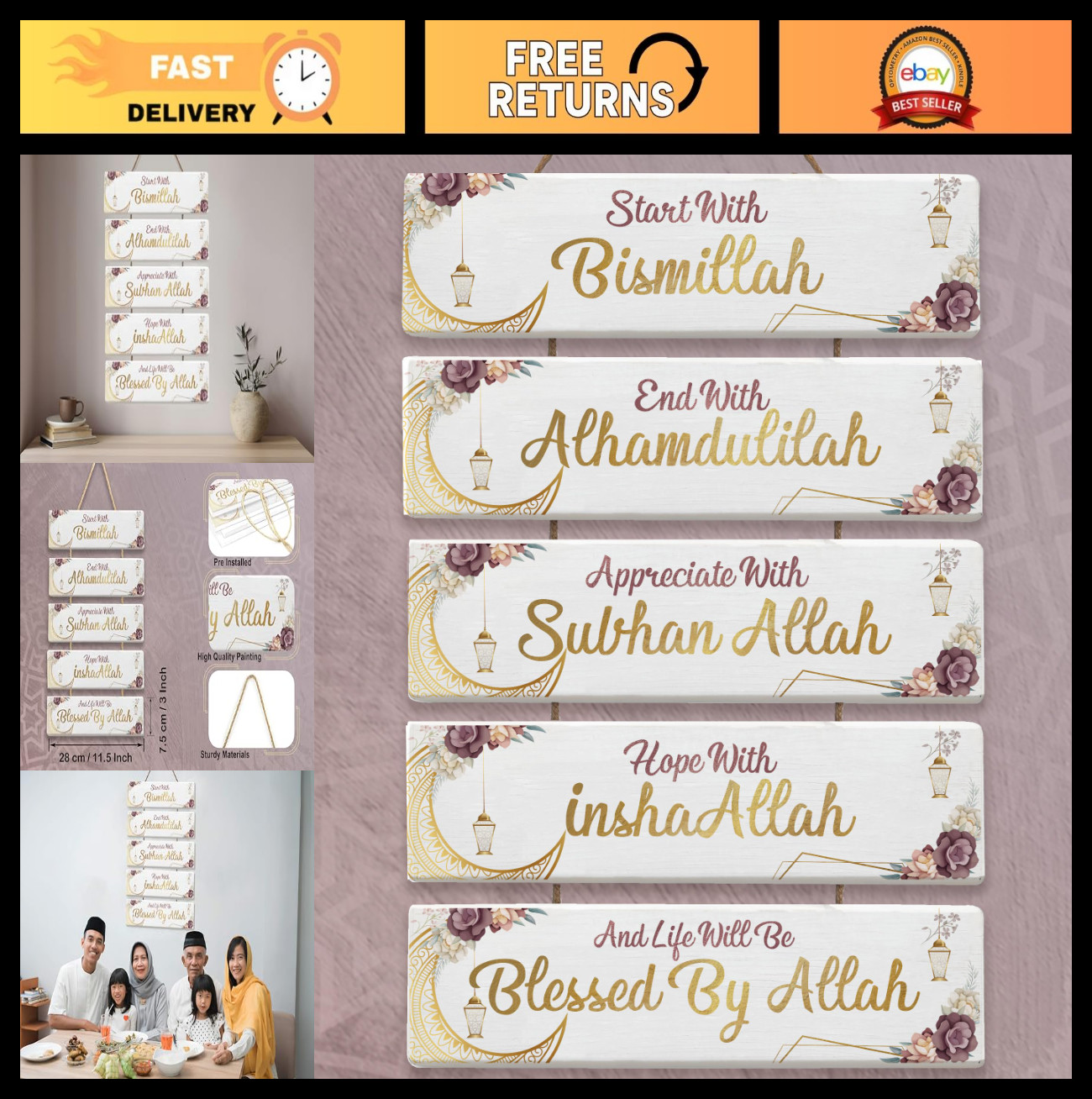Islamic Wall Art – Eid Decorations 2026 – Bismillah Decor – Ramadan Home Decor –
