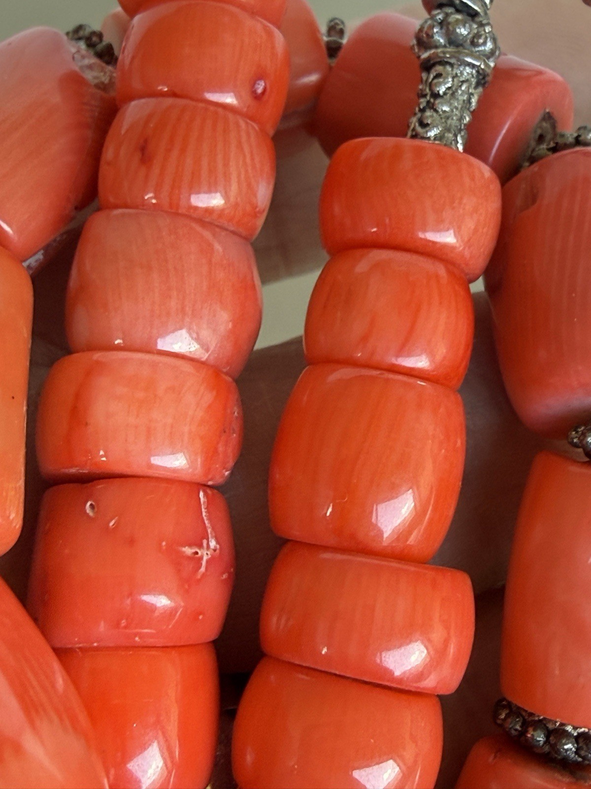 Antique mediterranean natural Red Salmon coral necklace, NO DYEING 135grams R3