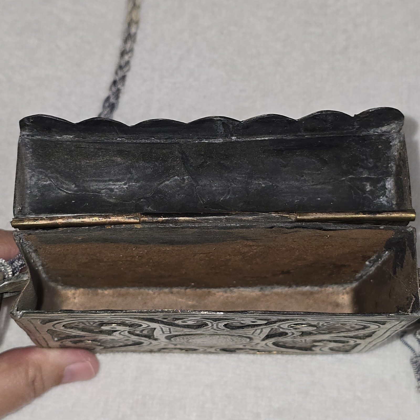 Antique Moroccan Arabic Brass Copper Ornate Quran Prayer Amulet Box Holder 4.75″