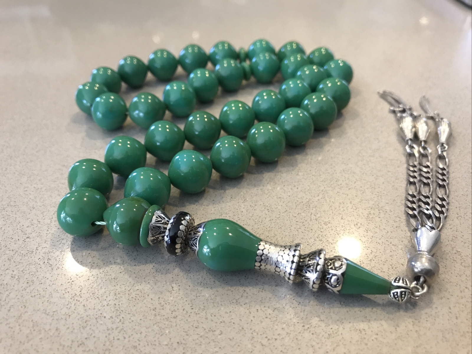 Collectible Sandalous Rosary Beads With Silver Inlay سبحة سندلوس امامة فضة