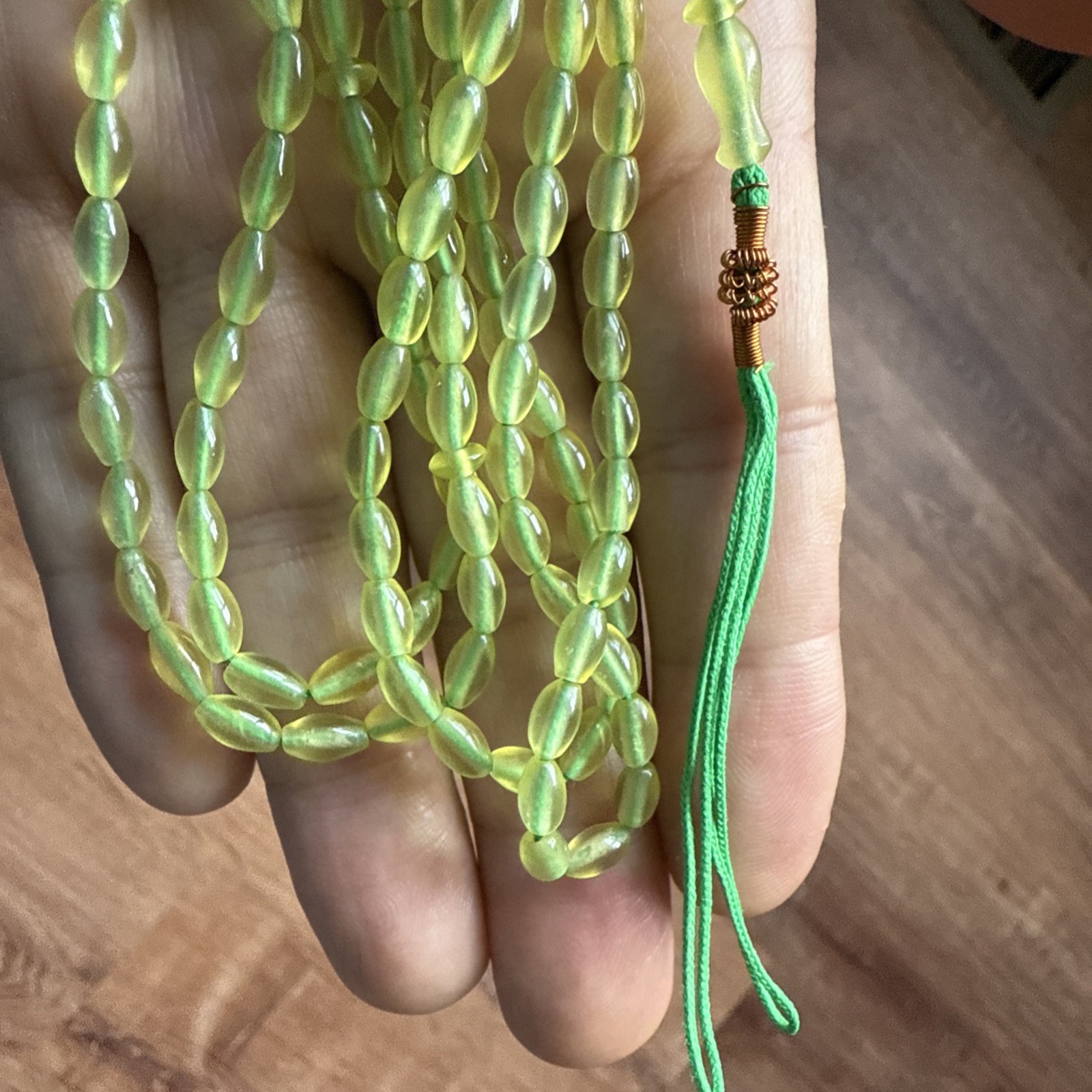 99 BEADS GREEN SHAH MAGHSOUD 38CM LONG شاه مقصود تسبيح