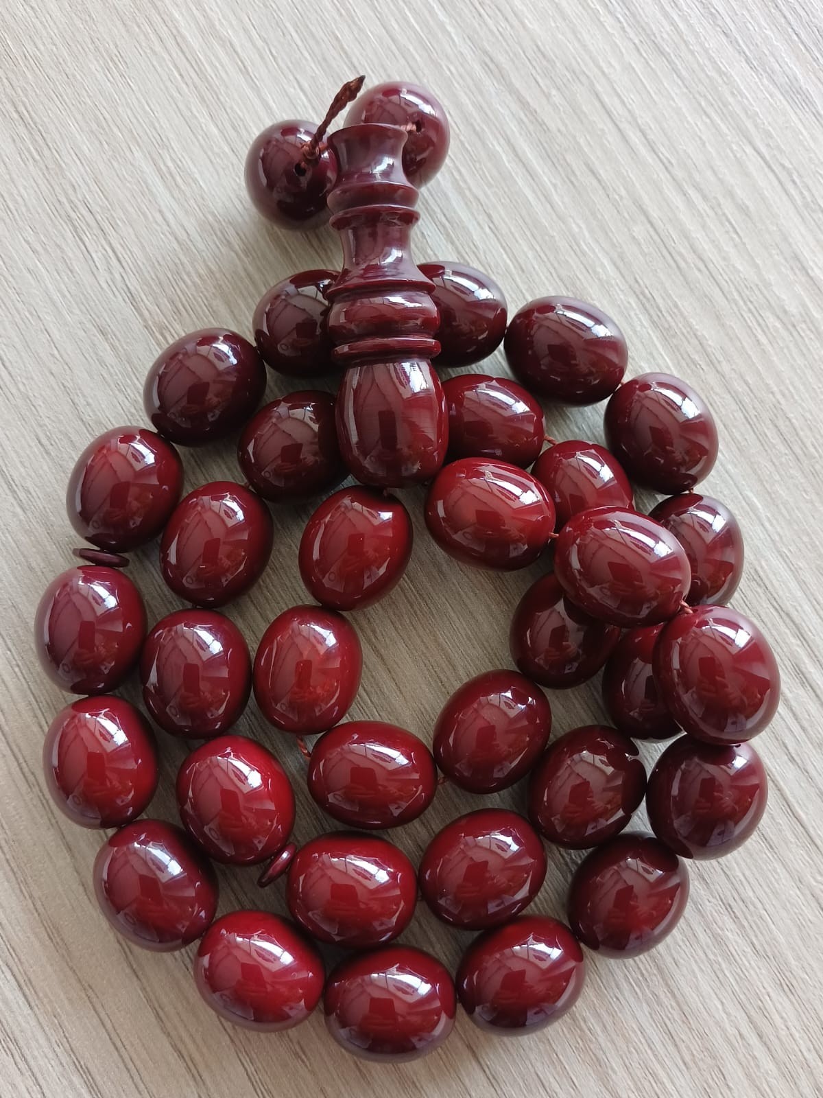 Cherry Islamic Prayer German Bakelite Catalin Rosary.15x16mm.33 beads.Tasbih