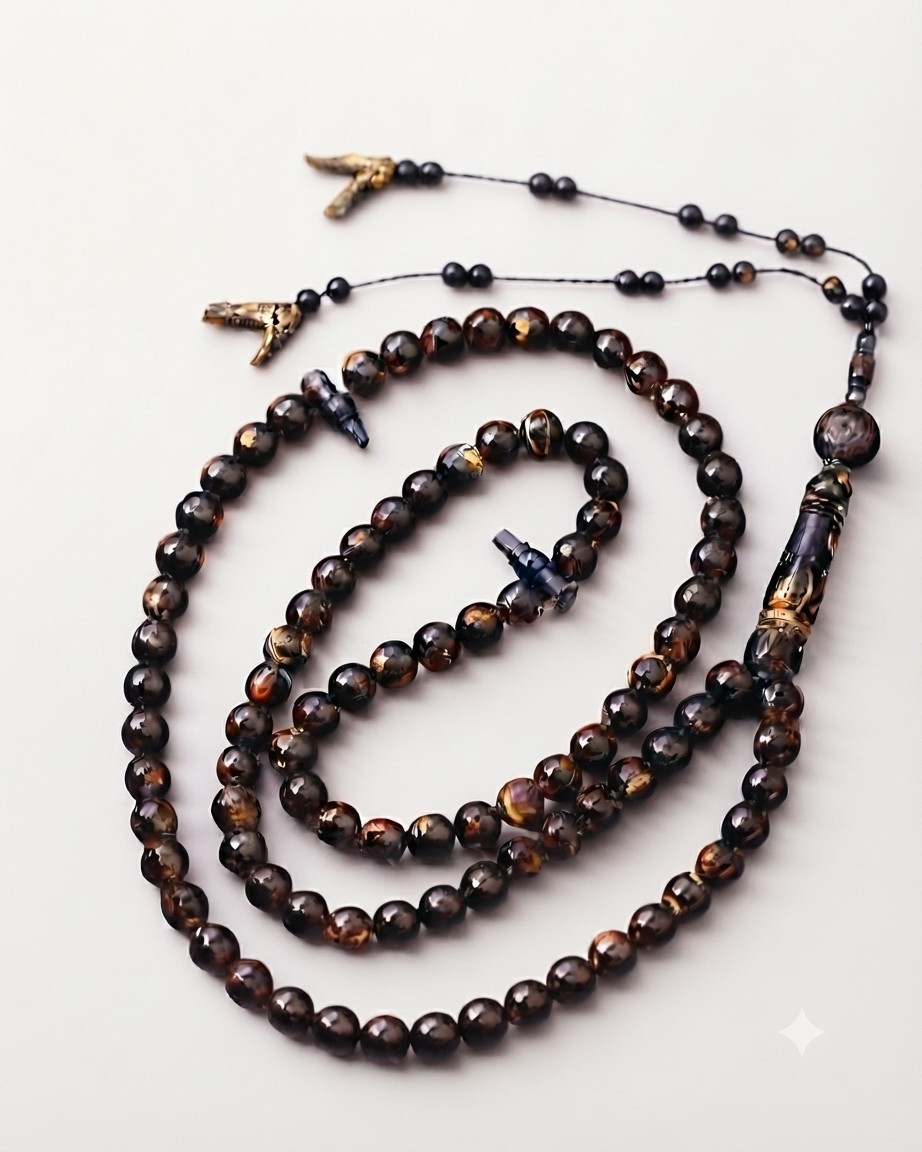100 Natural Yusr Bahr Ahmar Fragrant Prayer Beads 12mm Misbaha with Counters 🥇