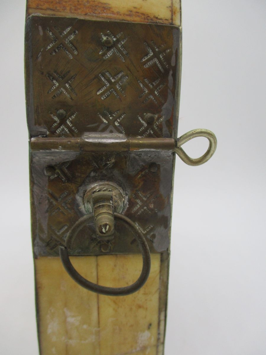 Antique 19th Century Moroccan Camel Bone Brass Berber Book Container Travel Case