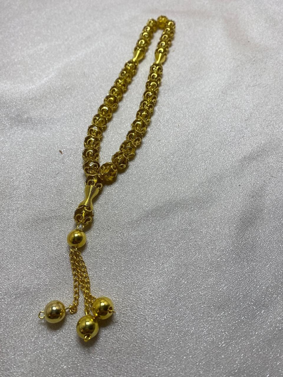 Handmade Gold Glass Rosary Beads Prayer Meditation Tasbih Shiny Golden