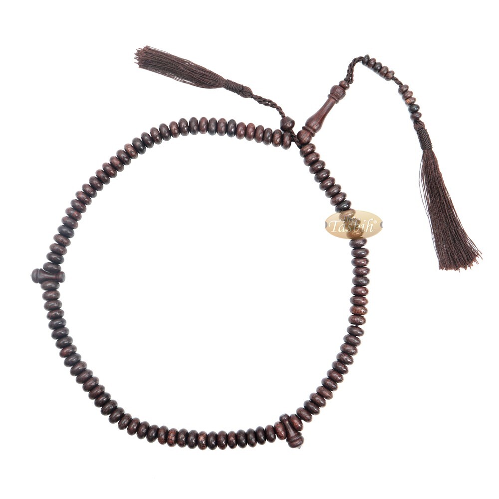 Tamarindwood Prayer Beads Dark Brown 10x6mm 99-Bead Flat Oval Lifetime Warranty