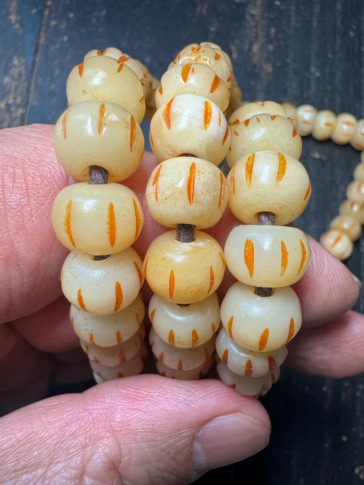 108 Yak Bone Mala Beads Necklace | Hand Carved Tibetan Style Prayer Beads | 11m