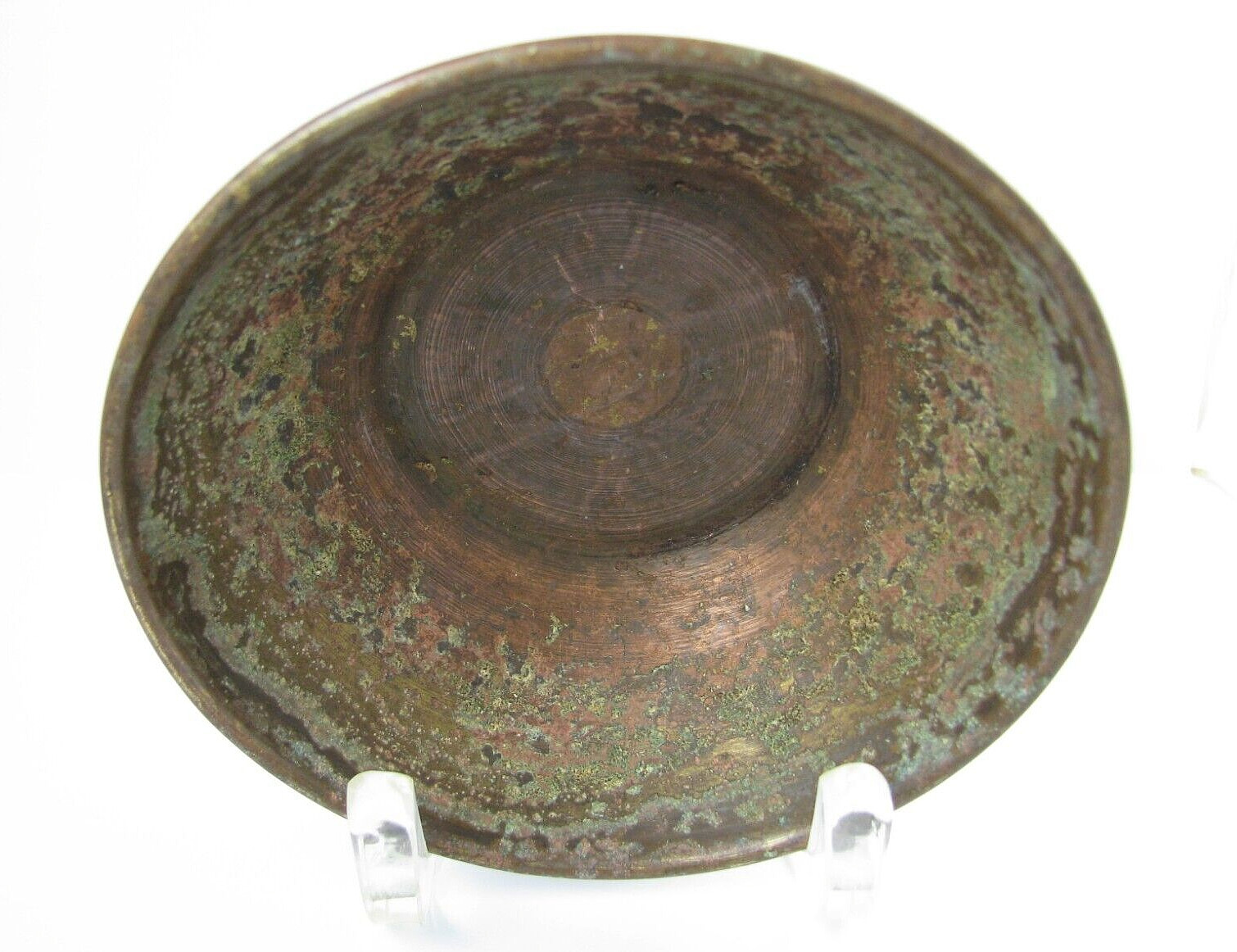 MAMLUK REVIVAL STYLE ISLAMIC ARABIC COPPER BOWL DISH BRASS SILVER OVERLAY c1900s