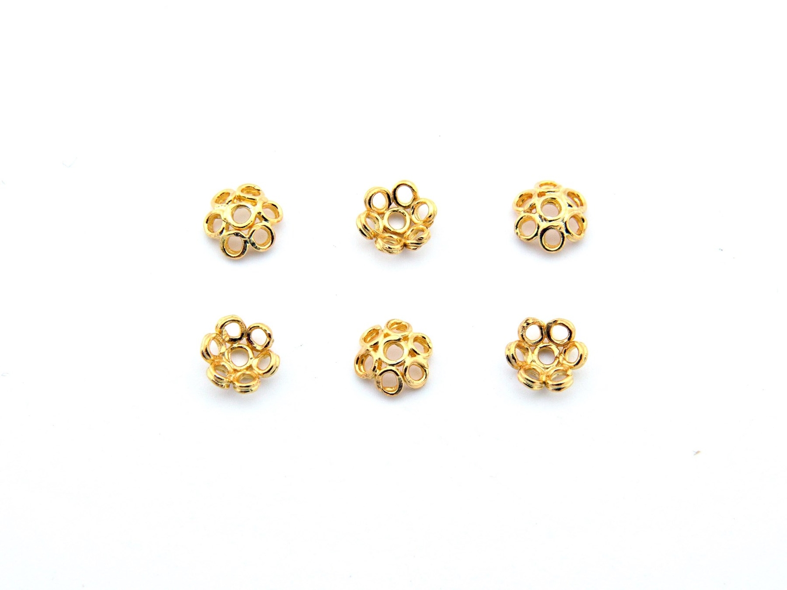 Small Gold Plated Beads caps accessories 6 pcs 925 silver Prayer Beads 917005