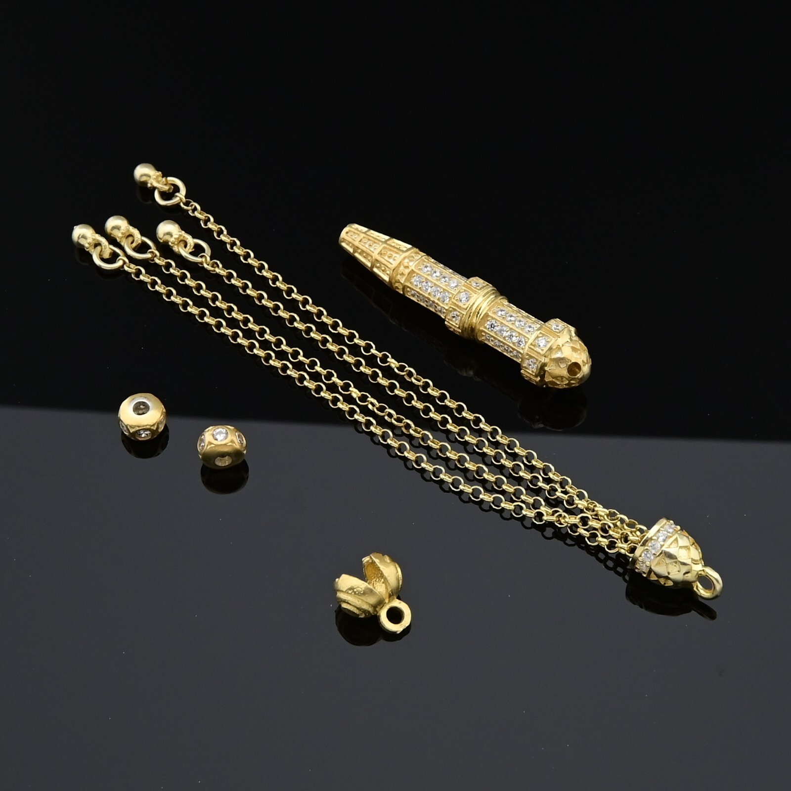 Zircon inlay Gold plated design set accessories imam tassel 925 silver 830076