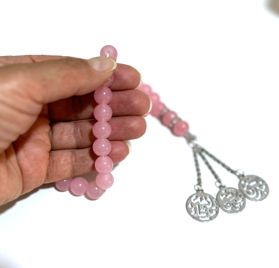 Natural Rose Quartz Islamic misbaha Beads 33 Tasbih Pink Gemstone high quality