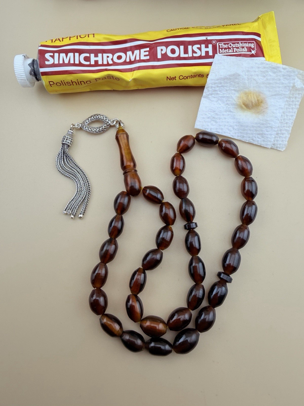 Antique German Misky 33bead Rosary Tesbih مسباح ترترك الماني أنتيك شرابة فضة ٩٢٥