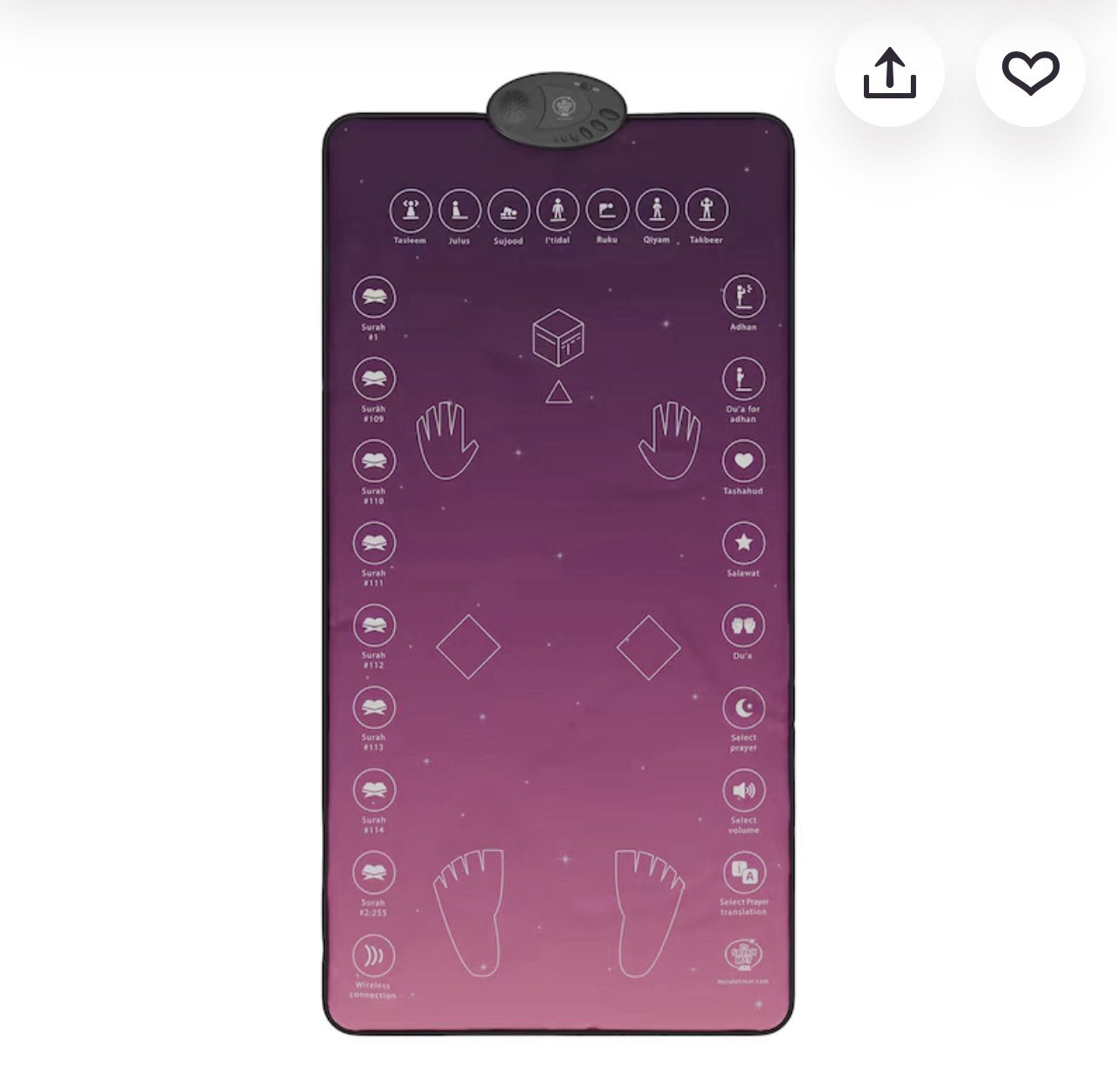 My Salah Mat Interactive Prayer Mat in 15 Languages -Adult- pink