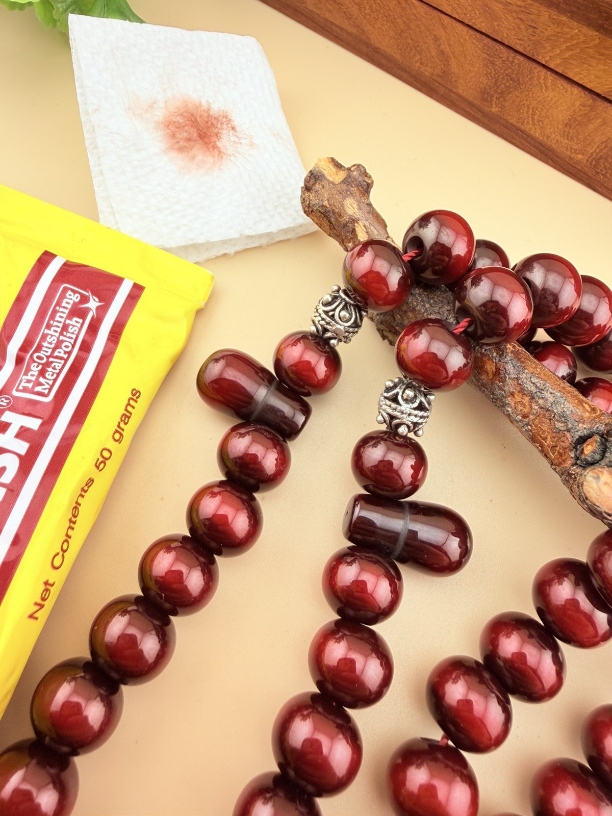 Old Sandalus 45-bead Islamic Prayer Rosary Tasbih N737 مسباح فاتوران شرابة فضة
