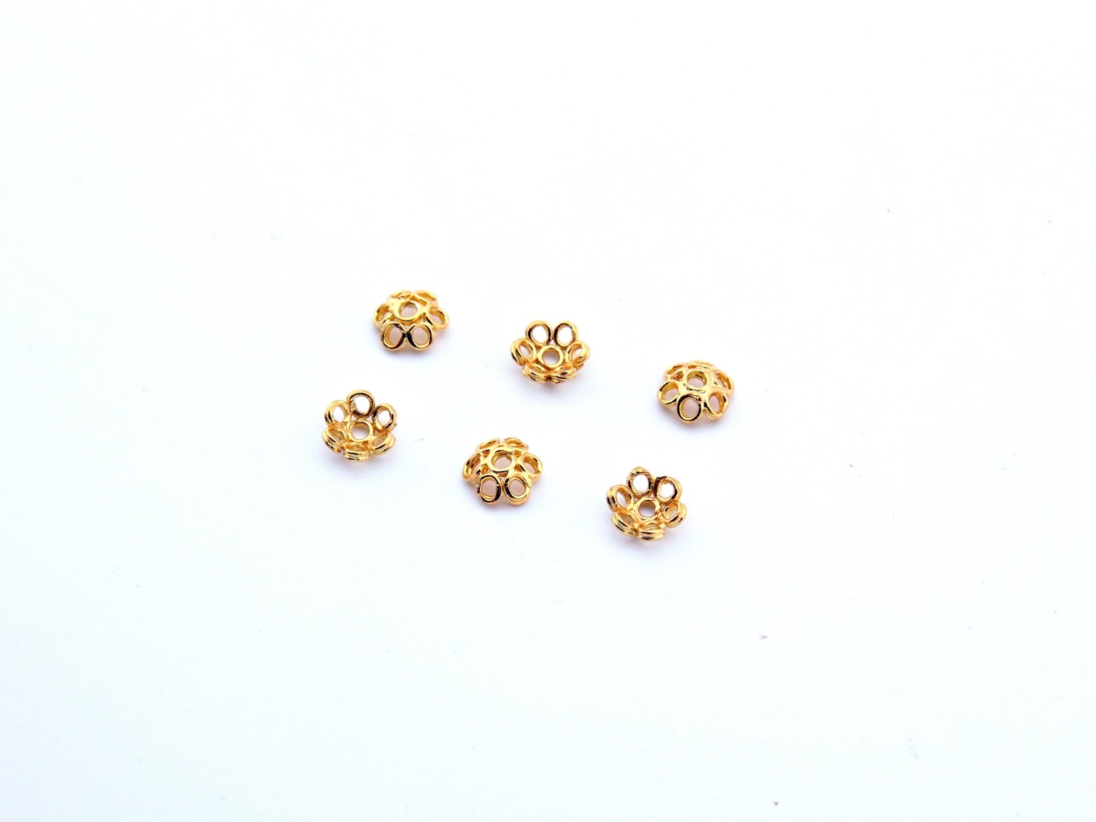 Small Gold Plated Beads caps accessories 6 pcs 925 silver Prayer Beads 917005