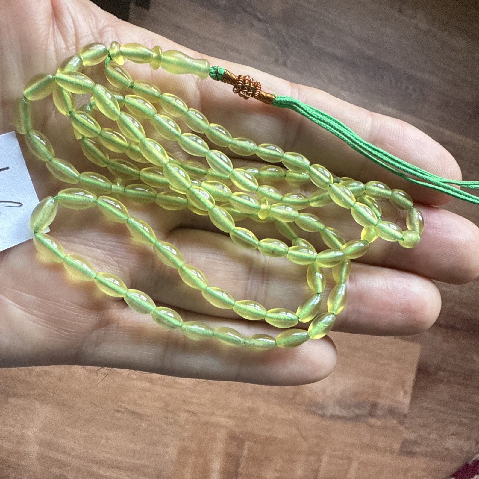 99 BEADS GREEN SHAH MAGHSOUD 38CM LONG شاه مقصود تسبيح