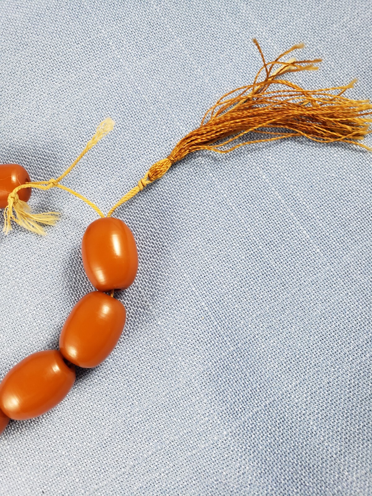 Antique amber Bakelite prayer beads 14 pc 18mm x13mm