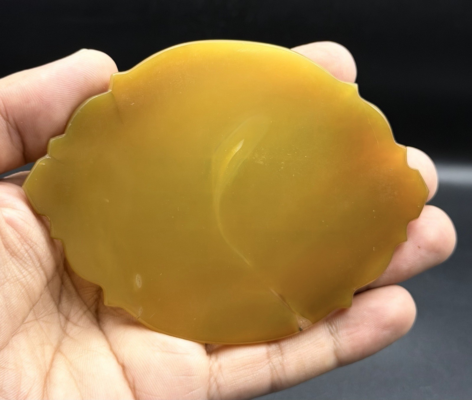 Yellow Agate Islamic Talisman Arabic Calligraphy Bismillah Nasr Min Allah Carved