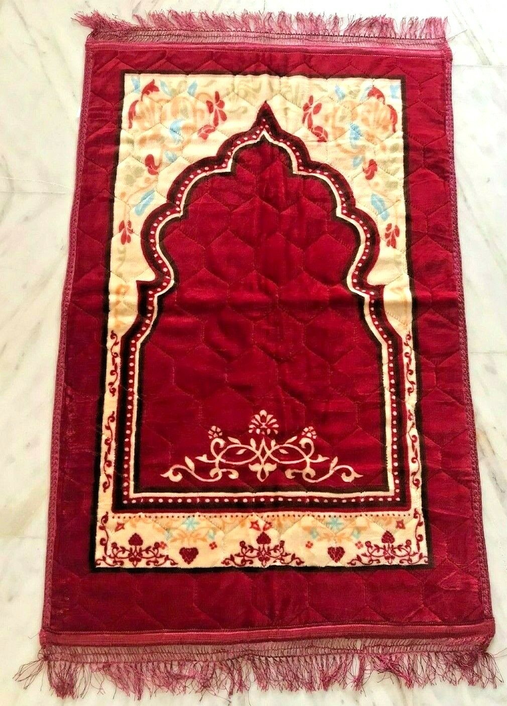 PRAYER RUG ISLAMIC MAT CARPET PORTABLE AL RASSASI VELVET LINED FOLDABLE THICK
