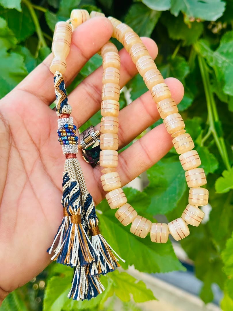 Vintage Bakelite Style Prayer Beads Tasbih Misbaha 54g Cream Color