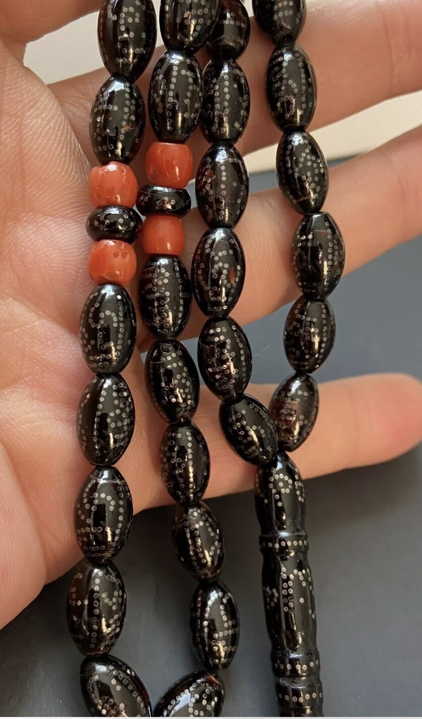 Natural Antique Black Coral, Prayer Beads, Rosary Yusr Saudi Arabia Coral Tesbih