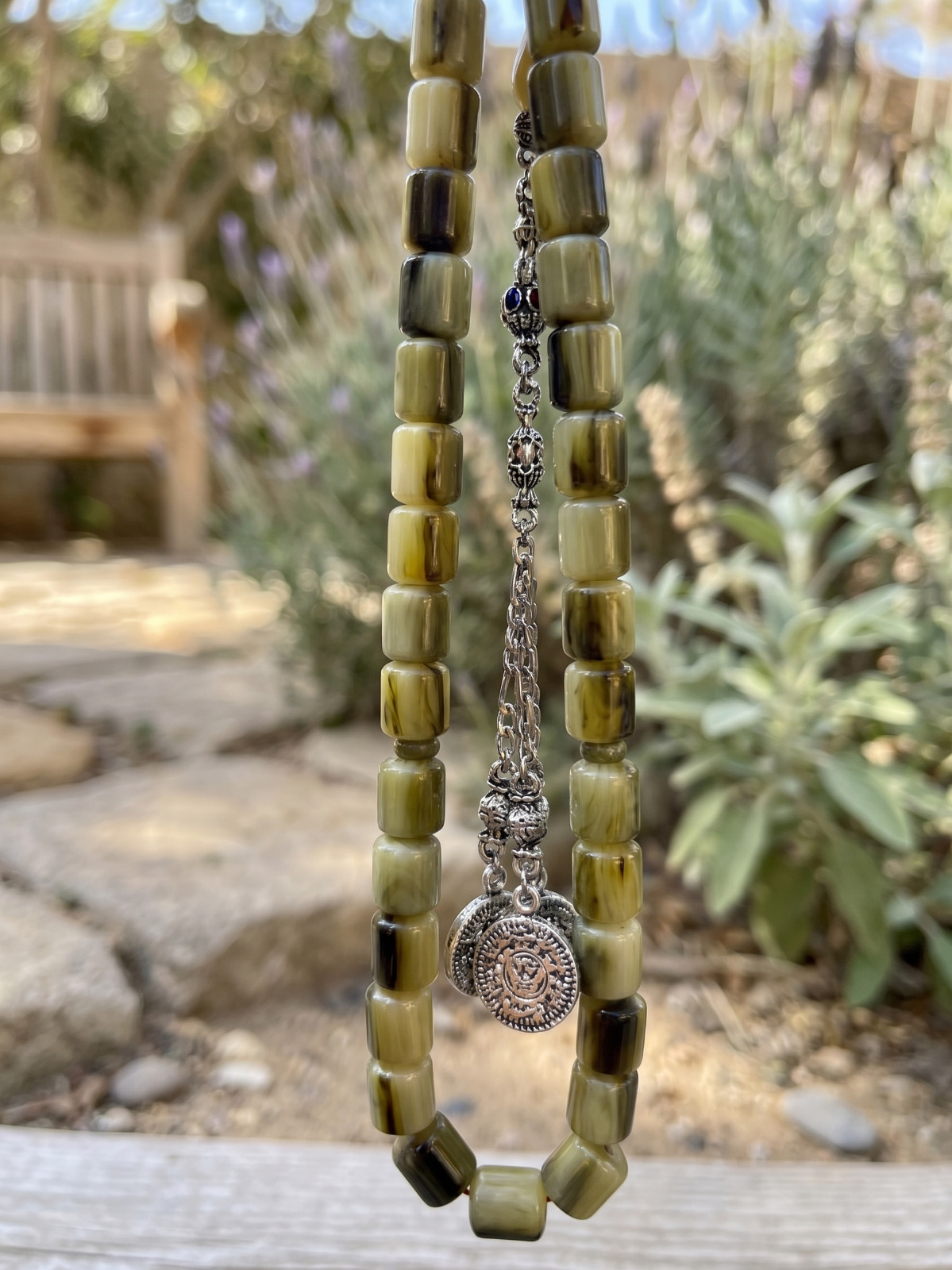 Collectible Olive Green Miske Tasbih 37 Beads Islamic Prayer Rosary – سبحة مسكي