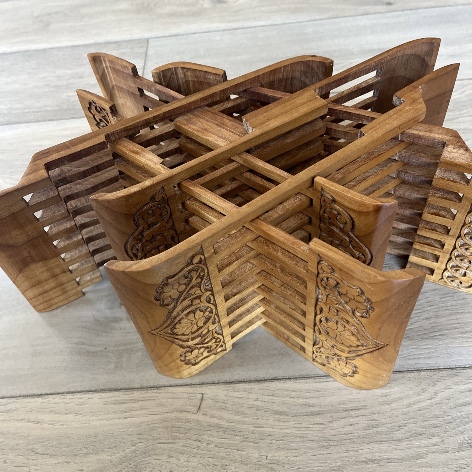 vintage Uzbek Book Stand Laukh Foldable Wooden Handcarved Book Stand