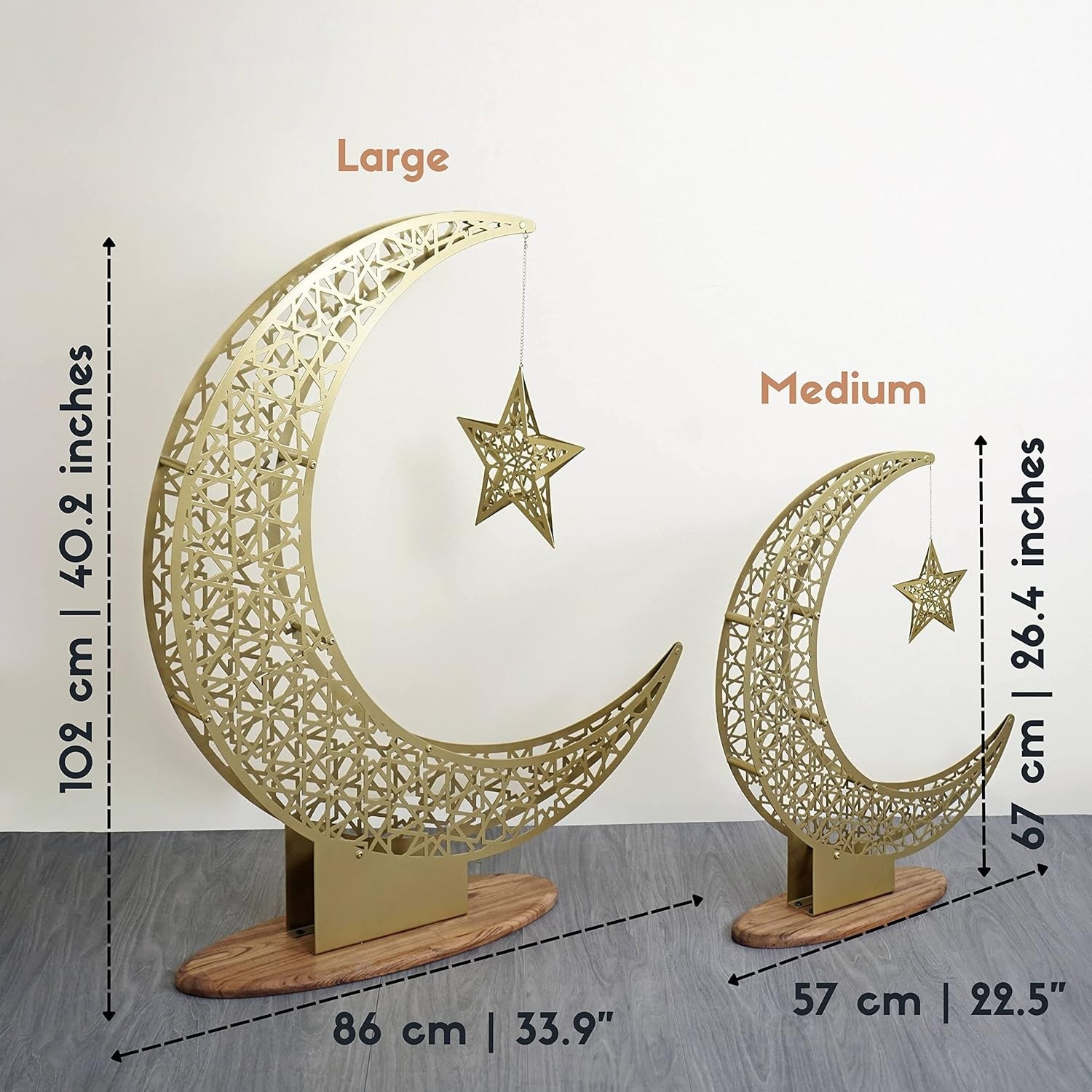 iwa concept Metal Crescent Islamic Decor, Moon and Star Ramadan Art, Islamic Tab