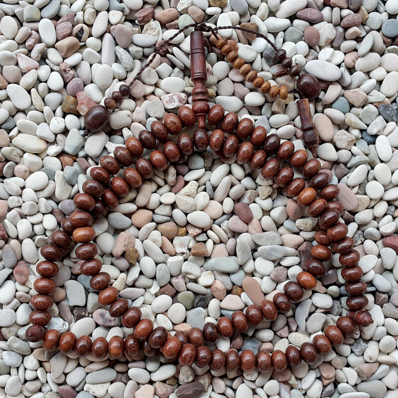 99 Prayer Beads Islamic Tasbih Tamarind Heartwood 12×8 MM Misbaha Galih Asem