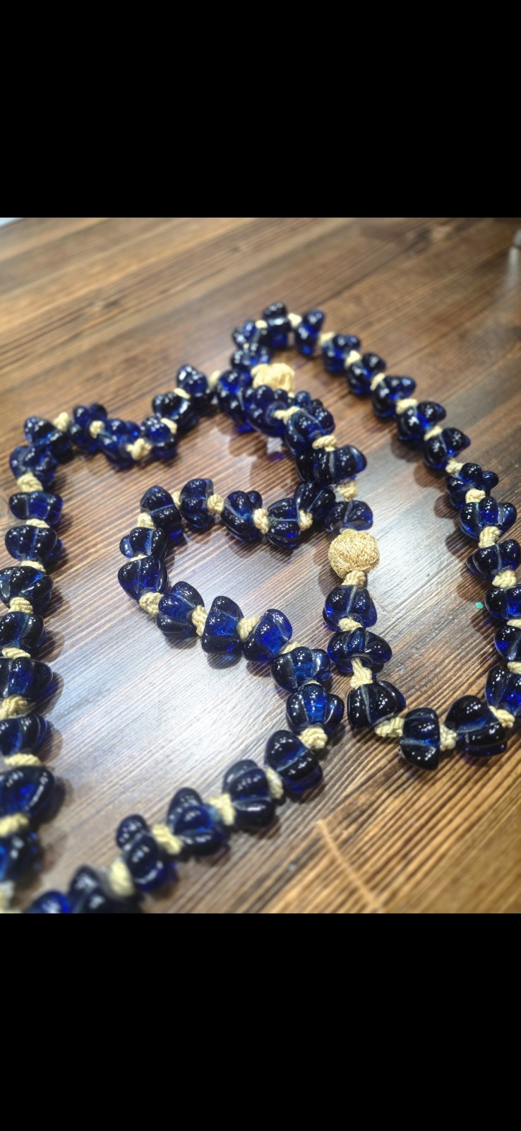 Blue Islamic Prayer Beads with Gold Accents and Tassel Handmade Islam