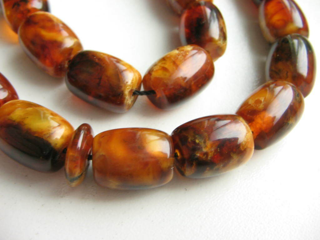 Vintage pressed genuine Baltic amber Islamic prayer beads rosary tasbih 12x14mm