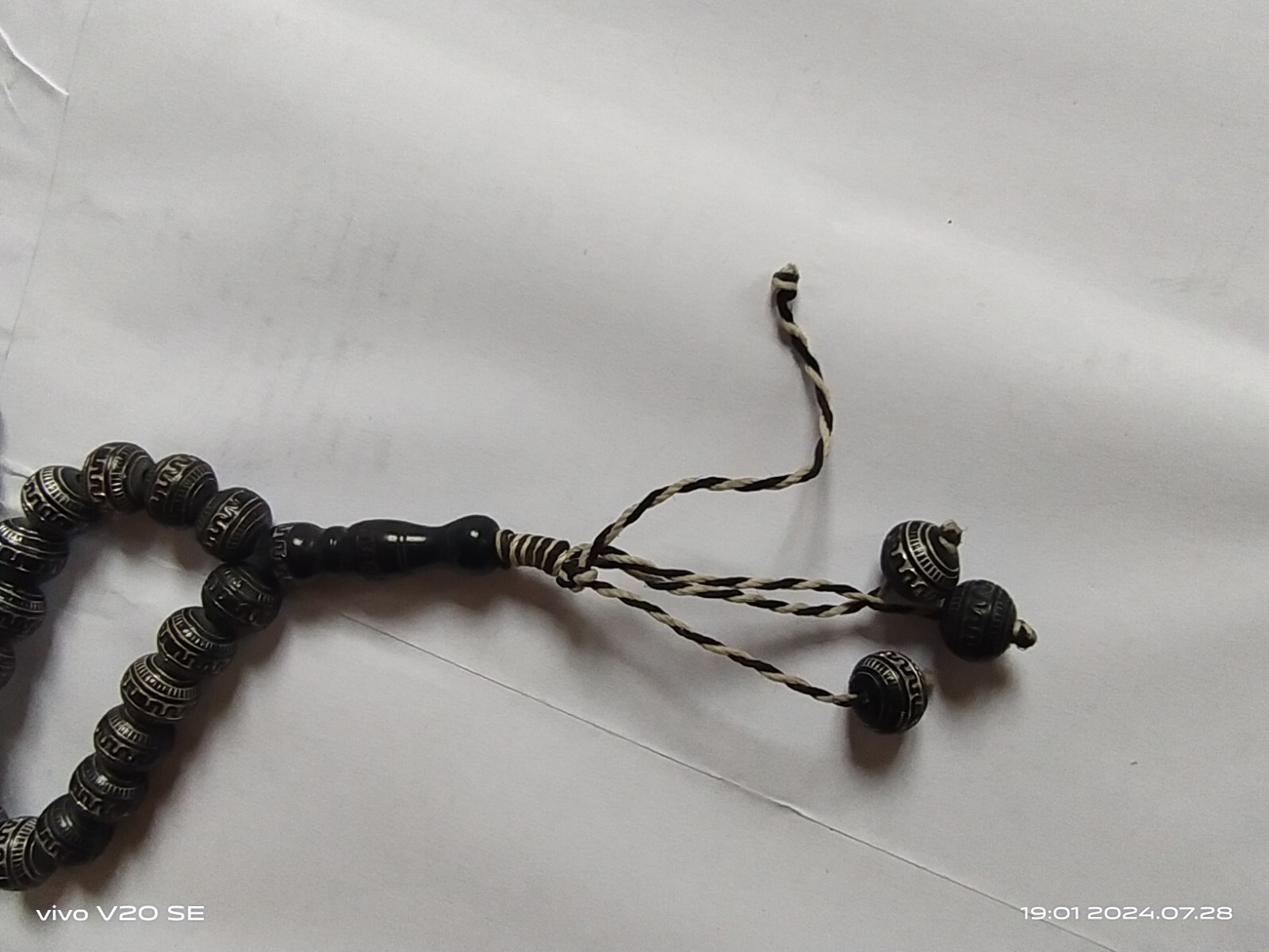 Islamic rosary, black and silver color, 33 beads, medium size, prayer remembranc