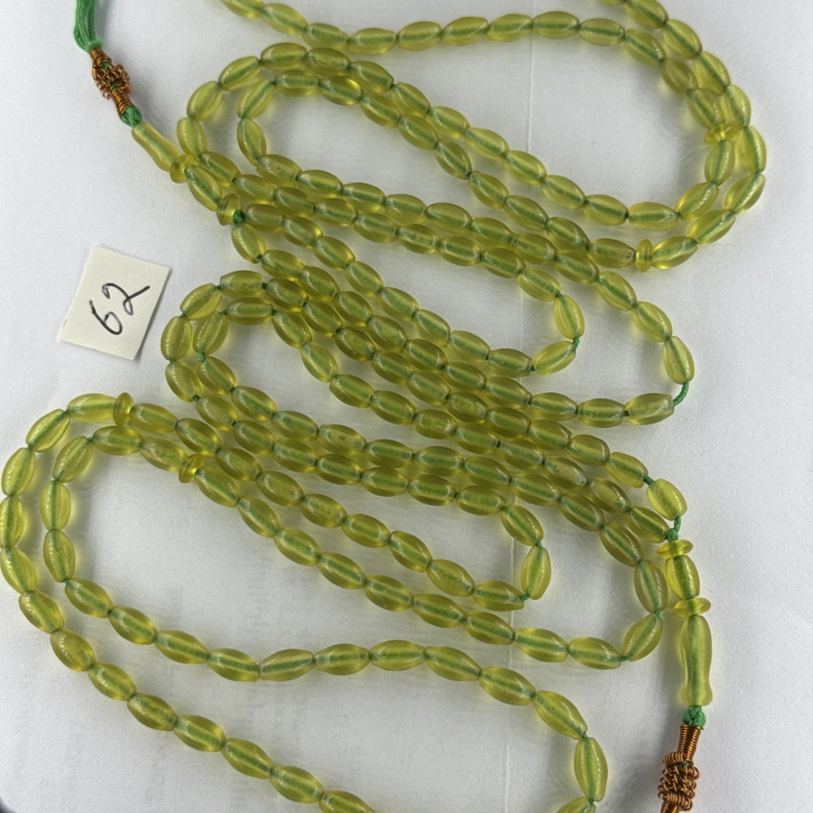 LOT OF 99&100 GREEN BEADS حبات المسبحةGENUINE SHAH MAGHSOUD 39cm شاه مقصود تسبيح