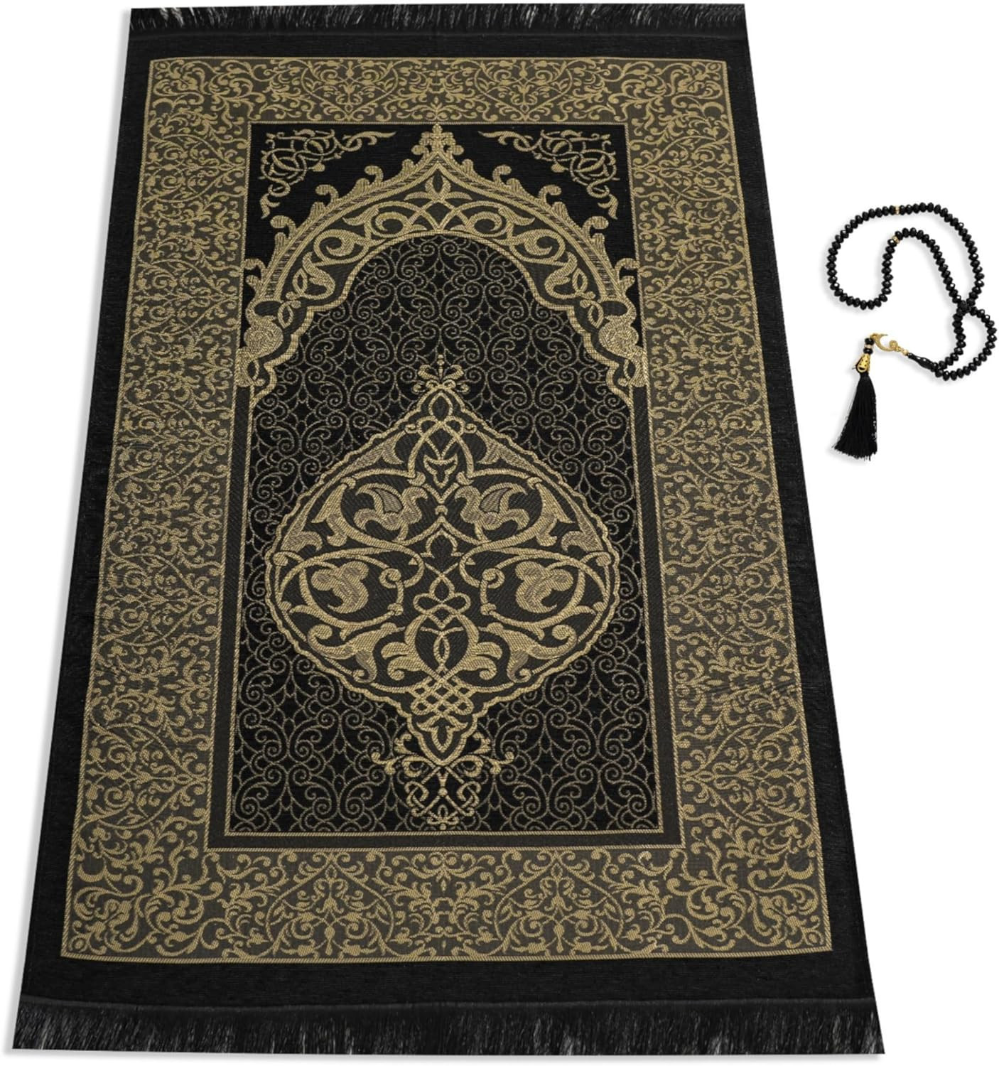 Muslim Prayer Rug with Tasbih Travel Prayer Mat Islamic Gift for Men Women