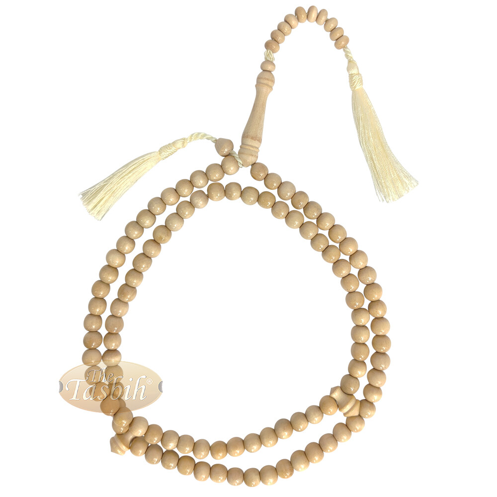 Medium 8mm Round-bead Natural Color Yellow Citrus Wood Dhikr Prayer Beads Tasbih