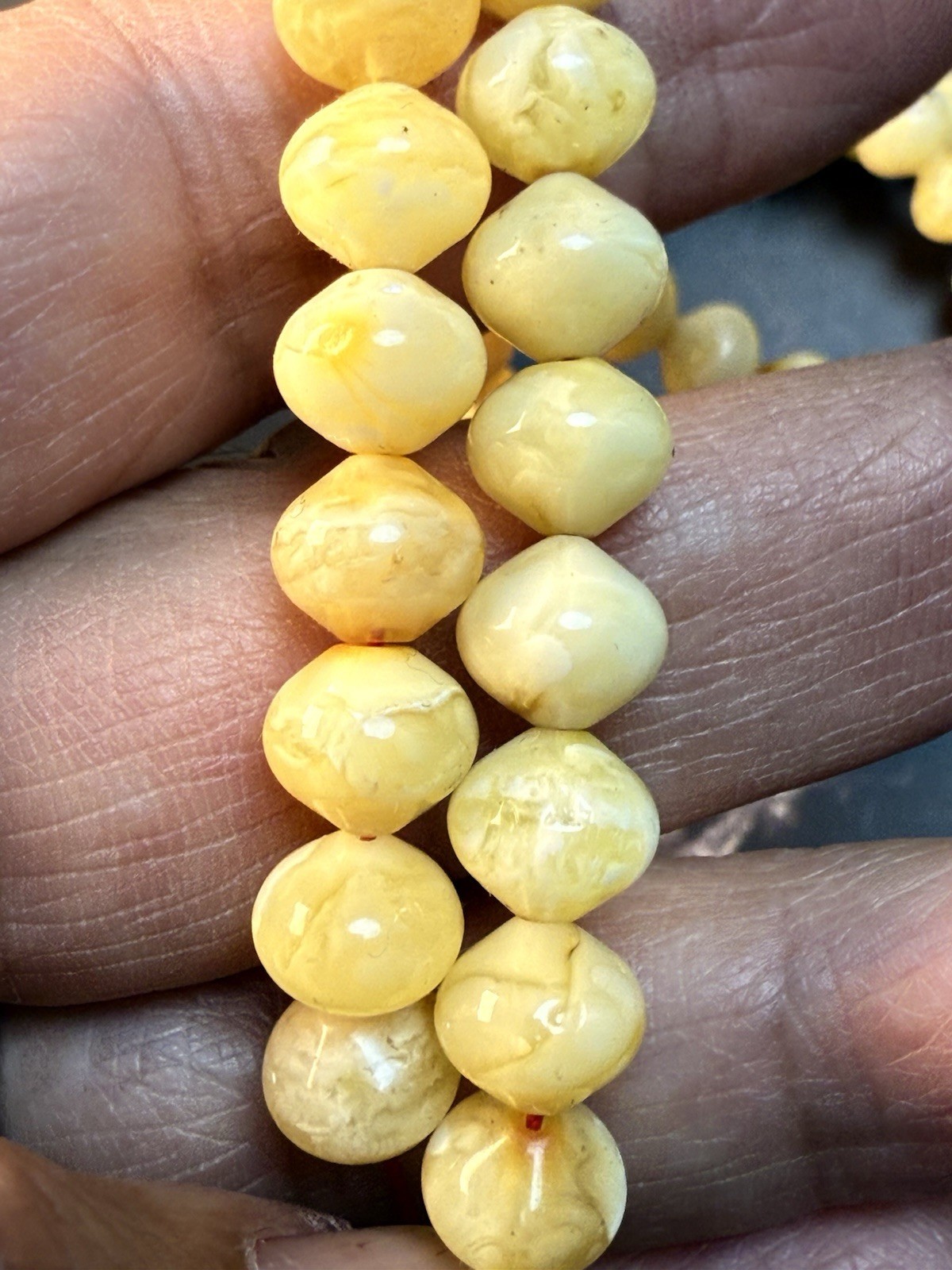 Antique Egg Yolk baltic amber Necklace Prayer شحريIslamic 99 beads -34g G R17