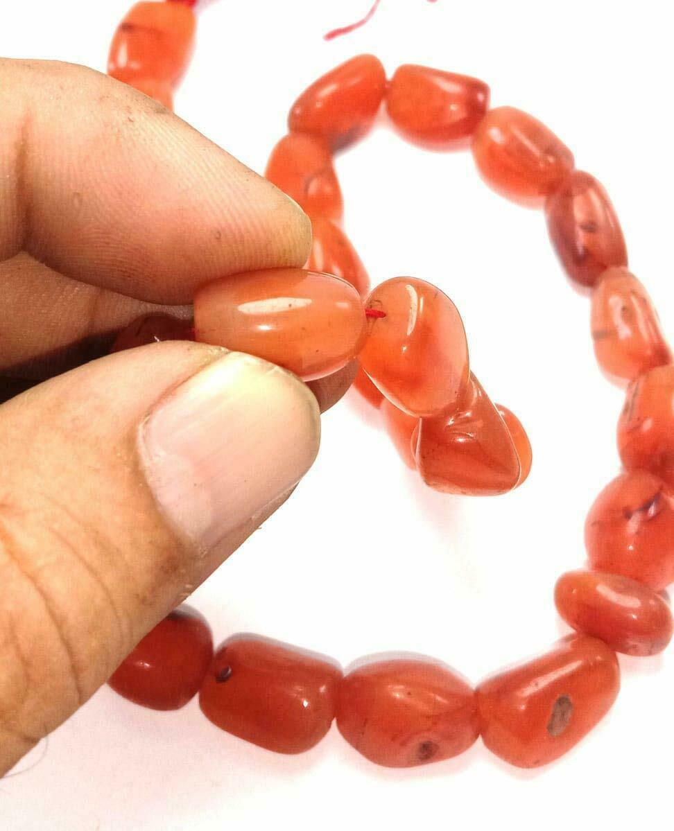 Beautiful Natural Red Carnelian Islamic Prayer Tumbled Shape Worry Beads Tasbeeh