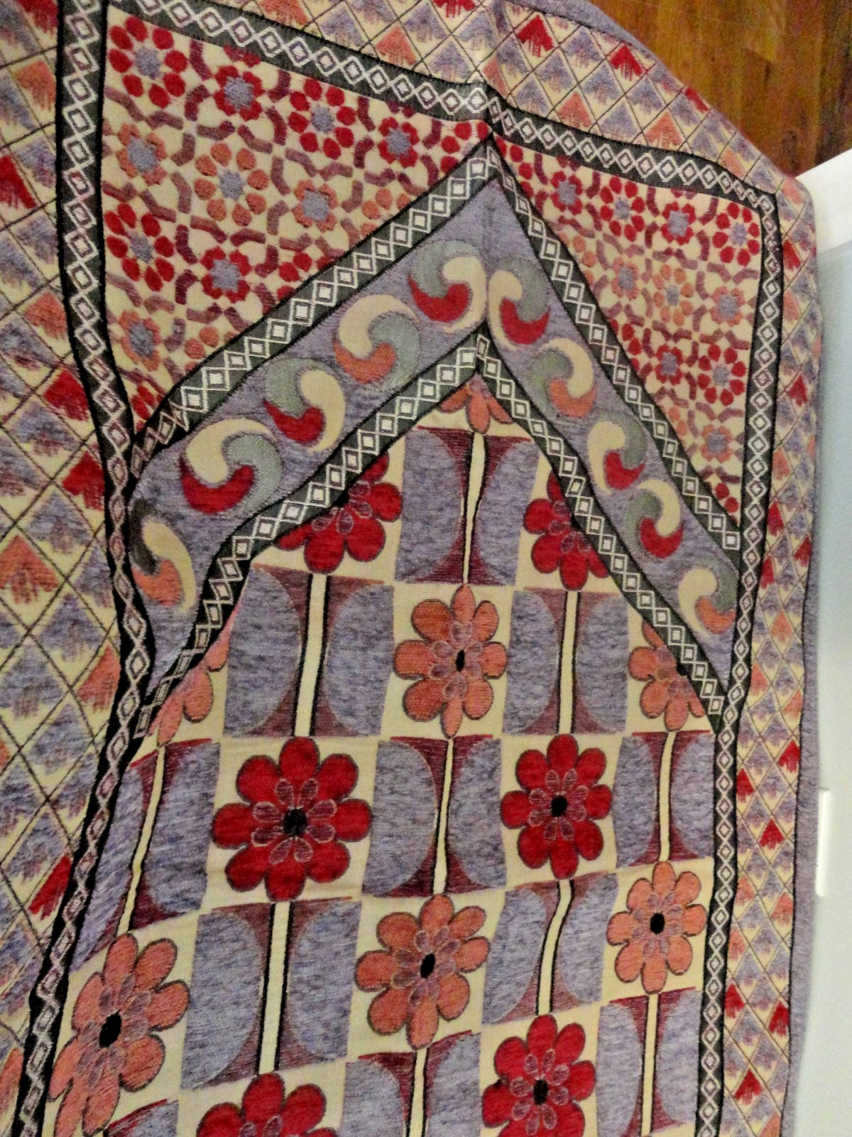 KASHMIR EMPORIUM MUSLIM PRAYER RUG JANAMAZ GEOMETRIC / FLORAL DESIGN MULTI COLOR