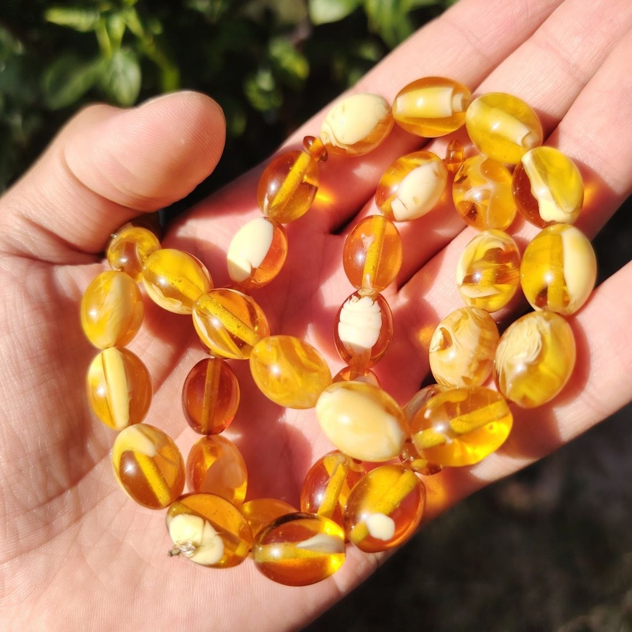 Vintage Islamic Butterscotch Amber Color Tasbih 33Beads Prayer 51g Ottoman Coins