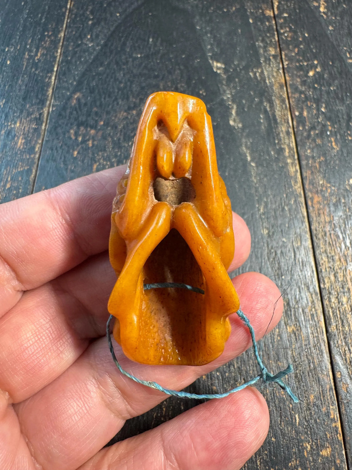 Vintage Tibetan Hand Carved Yak Bone Wolf Skull Pendant | Himalayan Beast Head
